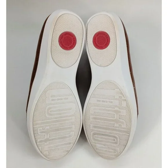 Fit Flop Derby Tan Leather Shoes Size 8 Women's Slip Ons - Picture 5 of 7